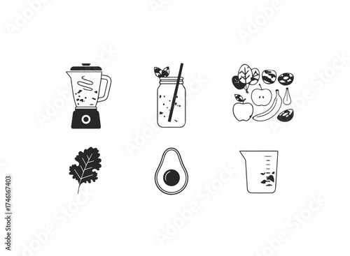 Set of icons for making smoothies