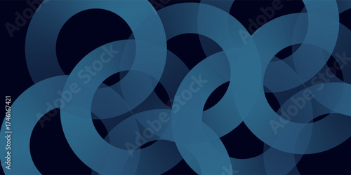 Blue abstract background with glowing circles. Swirl circular lines pattern. Geometric spiral. Twirl element. Modern graphic design. Futuristic technology concept.