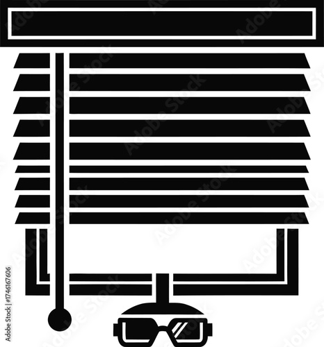 Peeking through blinds with glasses a symbol of curiosity or observation
