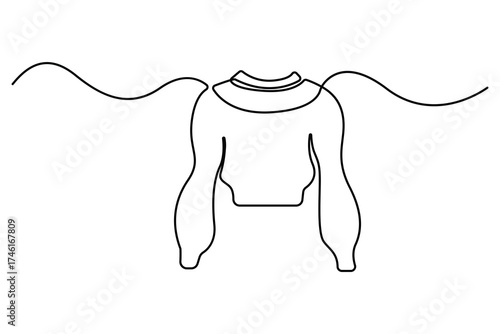 Continuous one line drawing of sweater minimalist clothing outline vector illustration on white background
