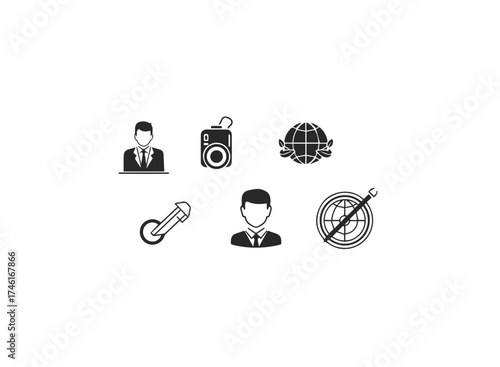 Collection of business and technology icons