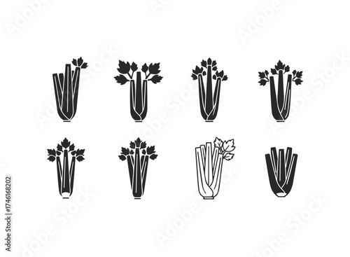 Assortment of celery stalks and leaves