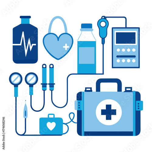 Flat vector set of medical icons for web and design