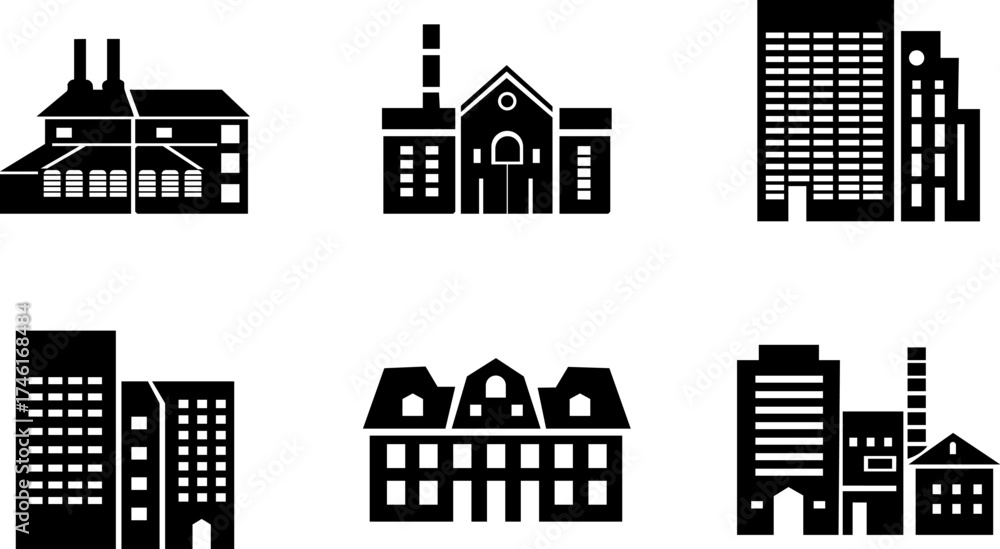Fototapeta premium collection of city building vector illustrations