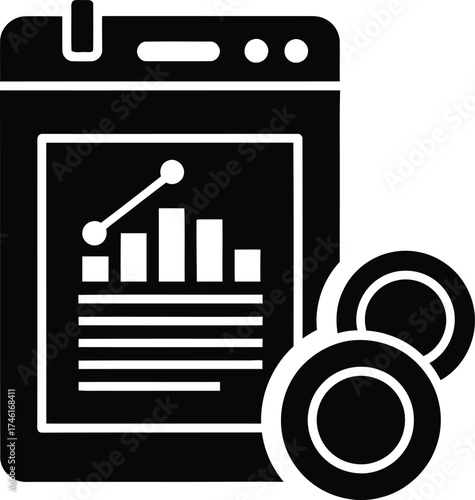 Icon representing an ethical hacking conference with a calendar graph and coins