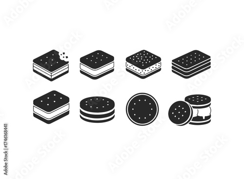 Collection of sandwich cookie icons