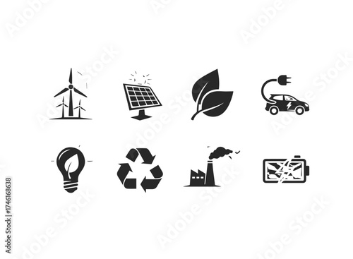 Collection of ecofriendly energy icons