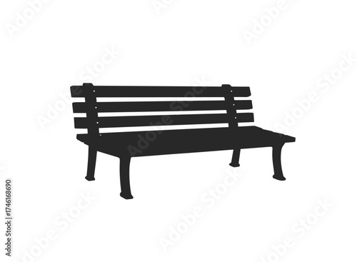 Black silhouette of a park bench