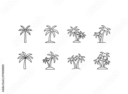 Set of palm tree icons