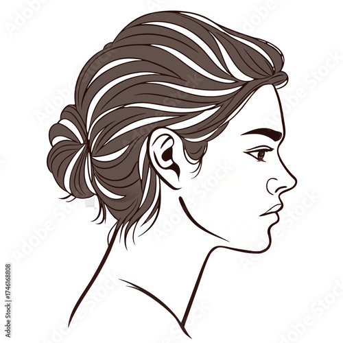 Girl and woman with long hair fashion illustration vector silhouette glamour style sketch