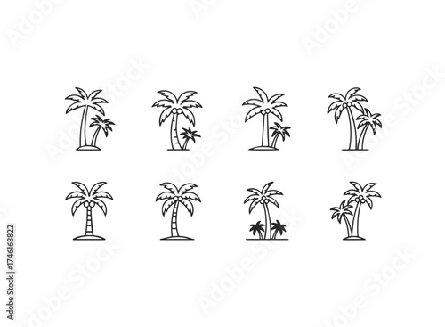 Collection of palm tree icons