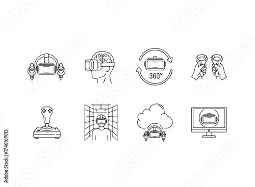 Set of virtual reality icons
