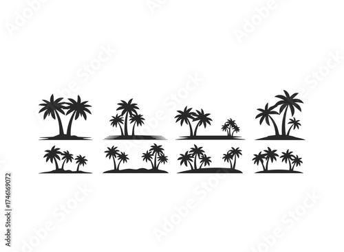 Group of palm tree silhouettes