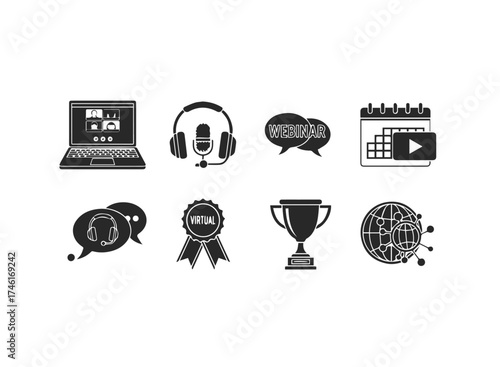 Set of online communication and achievement icons