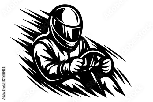 Speed Racer Silhouette with Motion Lines