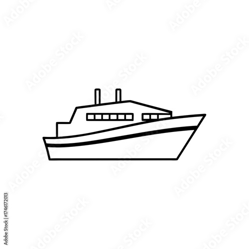 Outlined illustration of a ship on transparent background