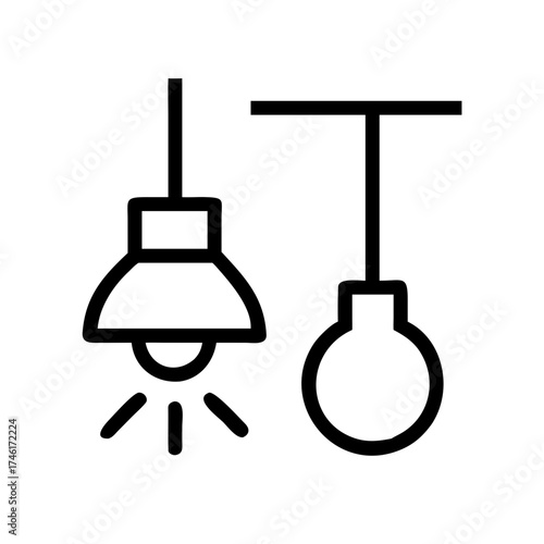 Vector art of two lamps the lamps are simple line drawings, with one lamp being on and the other being off, with a bulb