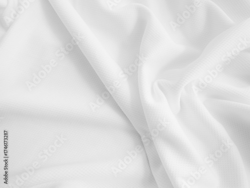 Wavy cloth. White crumpled fabric background