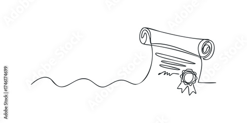 Sealed Scroll Document with Ribbon and Signature