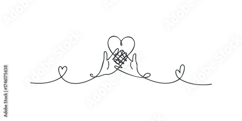 Two hands forming a heart with additional hearts