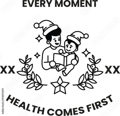 A man and a child are reading a book together