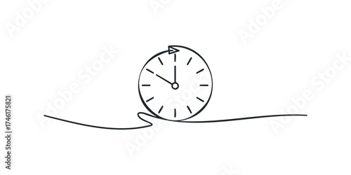 Hand Drawn Clock with Time Loop Arrow Symbol