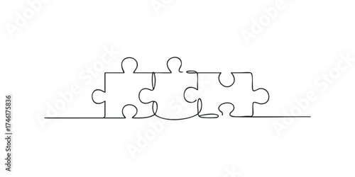 Three Puzzle Pieces Connected Together Line Art