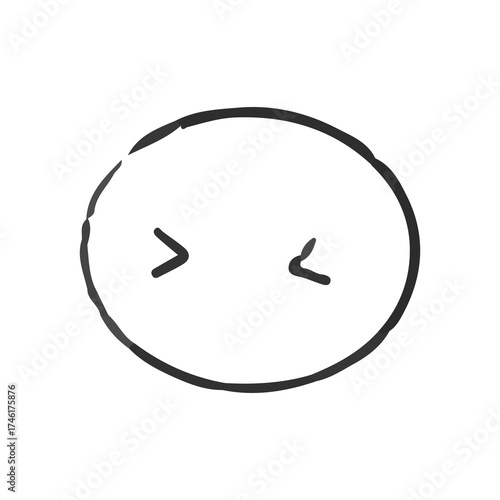 A minimalist black and white sketch showing hand-drawn facial expressions. Sad. vector.