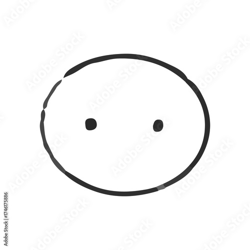 A minimalist black and white sketch showing hand-drawn facial expressions. Sad. vector.