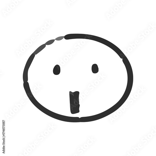 A minimalist black and white sketch showing hand-drawn facial expressions. Sad. vector.