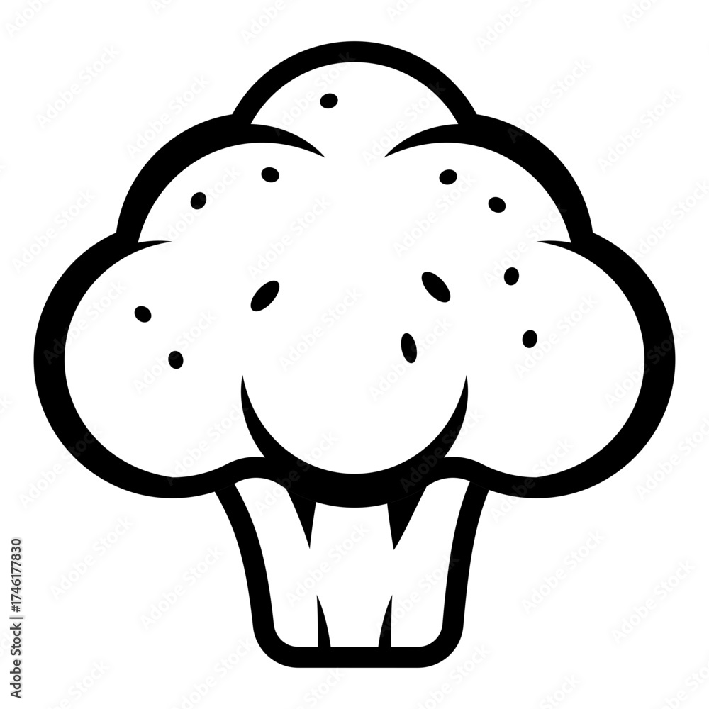 Fototapeta premium Broccoli icon vector with smooth round shape representing organic vegetable and clean eating.