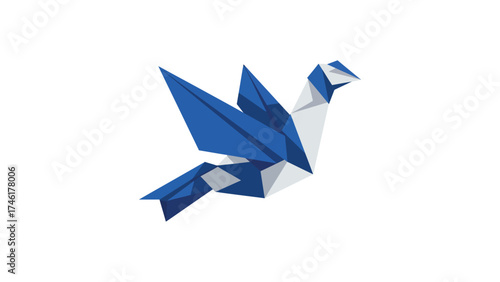 Flat vector bird made from folded paper planes, symbol of imagination and freedom.