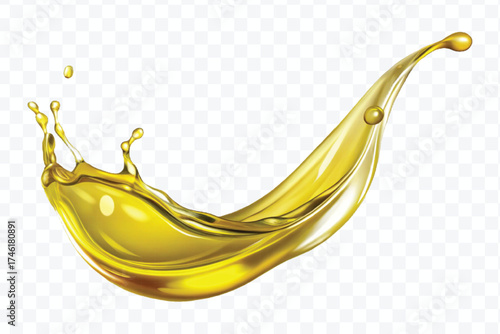 fresh smooth liquid olive flow fuel wave in mid air cut out and curve style isolated on transparent background