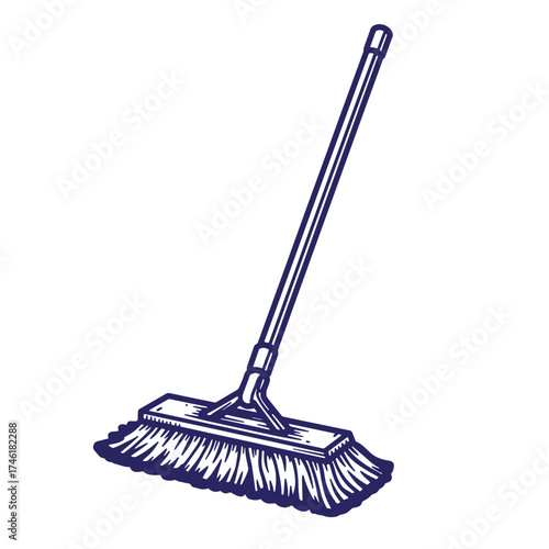 Vintage illustrated drawing of a cleaning mop for housekeeping and janitorial service