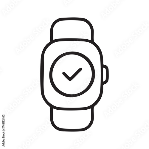 Hand drawn smartwatch checkmark icon