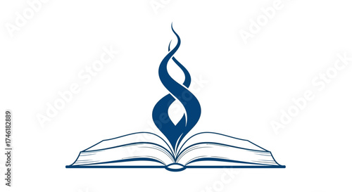 Open Book with Abstract Flame Symbol