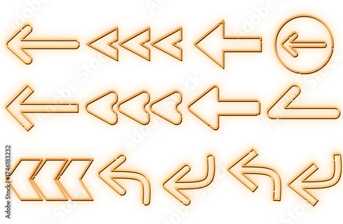 ネオンの左矢印セット オレンジ