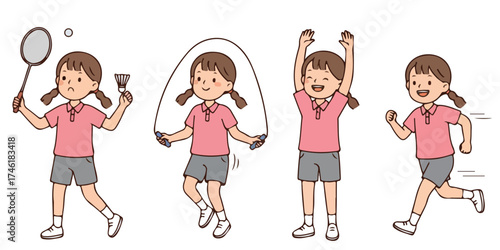 Active Girl Exercising Vector Illustration of Physical Activity