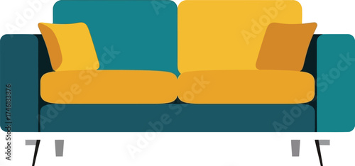 Sleek modern couch with vibrant colors brings style to any living space
