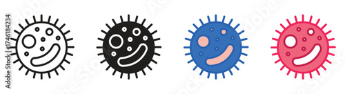 virus and bacteria icon set. Symbol of a Bacteria. Isolated, vector illustration. 