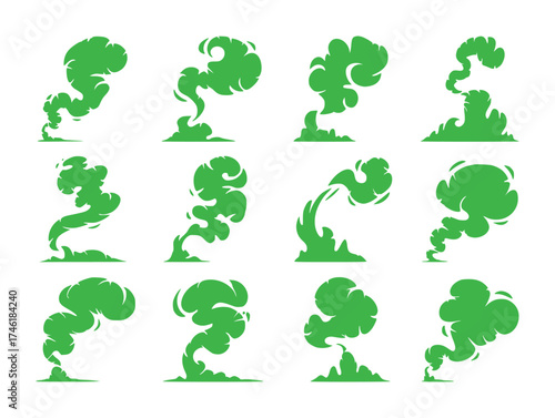 Collection of Green Smoke and Gas Cloud Illustrations