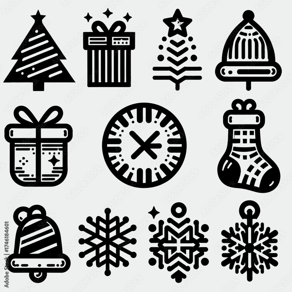 Naklejka premium christmas icons set