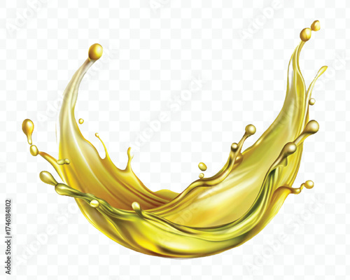 fresh smooth liquid olive flow fuel wave in mid air cut out and curve style isolated on transparent background