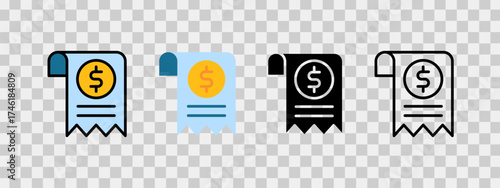 Invoice icon with dollar sign, suitable for finance-related designs and financial transaction concepts.