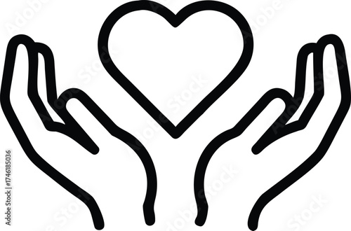 Hands holding a heart symbol representing love care support and compassion