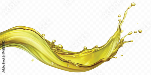 fresh smooth liquid olive flow fuel wave in mid air cut out and curve style isolated on transparent background