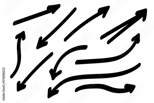 Business element icon in doodle style, arrow, infographic. Isolated vector illustration design. Hand drown business icon. Business idea concept.