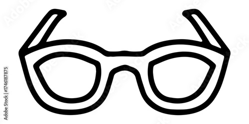 Simple glasses doodle for coloring page outline vector icon