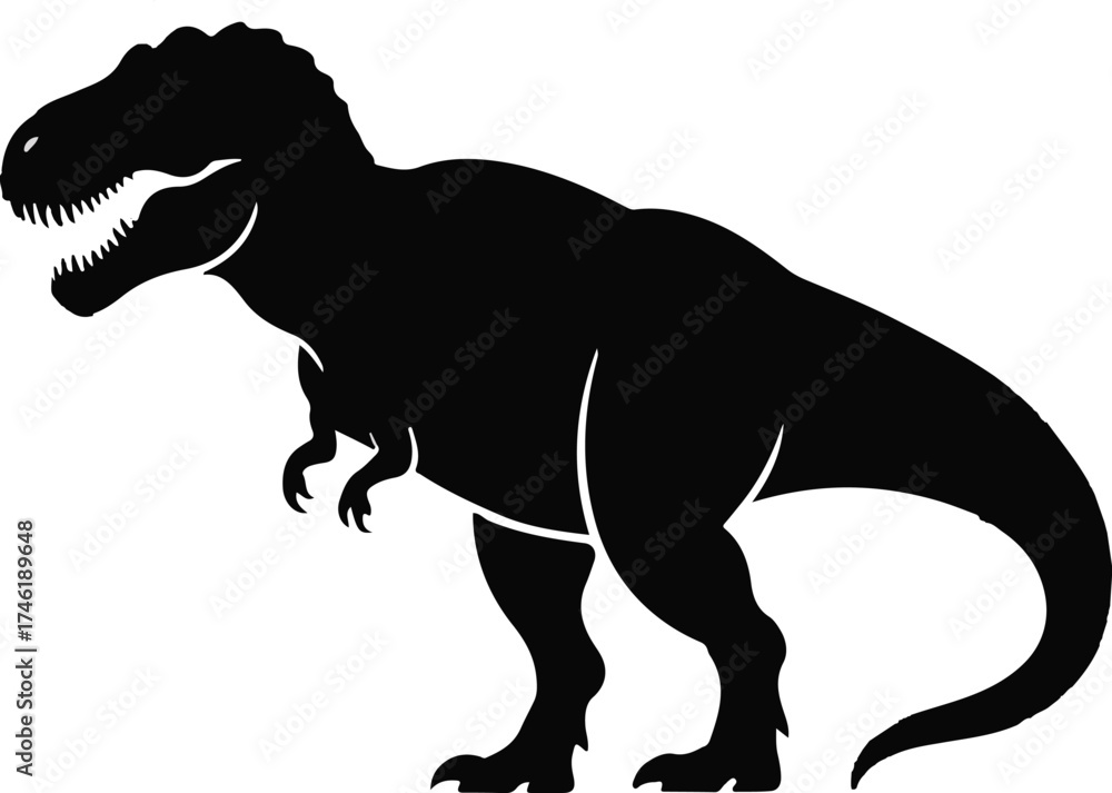 Obraz premium Hyper-Realistic Tyrannosaurus Rex Silhouette – Detailed Digital Illustration