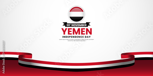 Yemen independence day banner background 30th november design element with waving ribbon flag